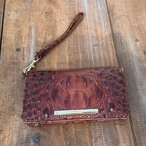 Brahmin Croc-Embossed Leather Wallet / Wristlet - Brown Burgundy color